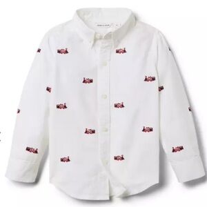 Janie and Jack White Kids Shirt with Red Train Print